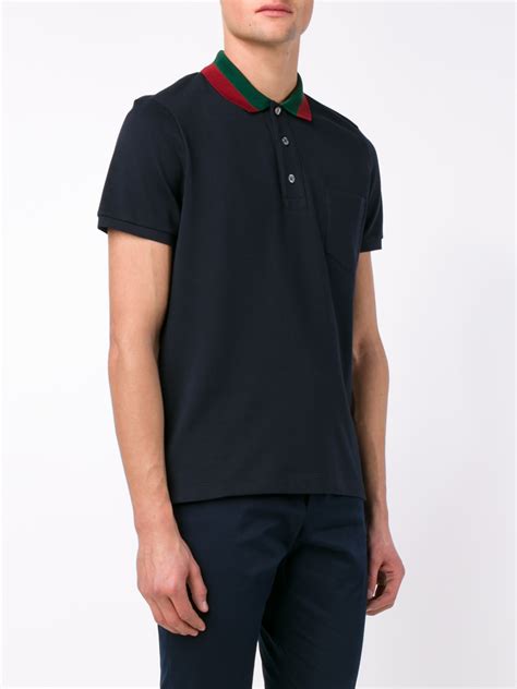 gucci mens collar shirt navy blue